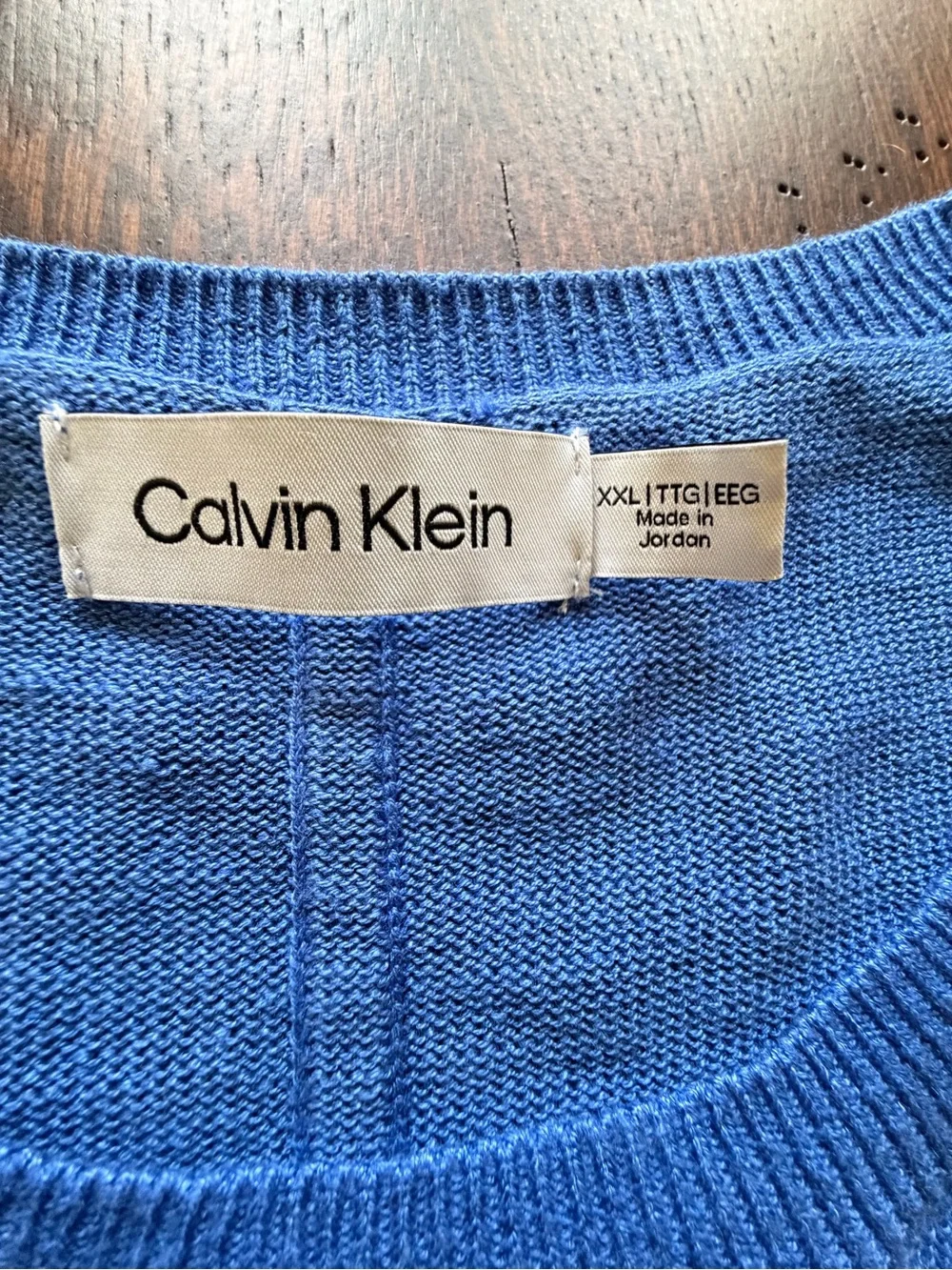 Calvin Klein Men's Royal Blue Linen Blend Crewneck Sweater XXL
